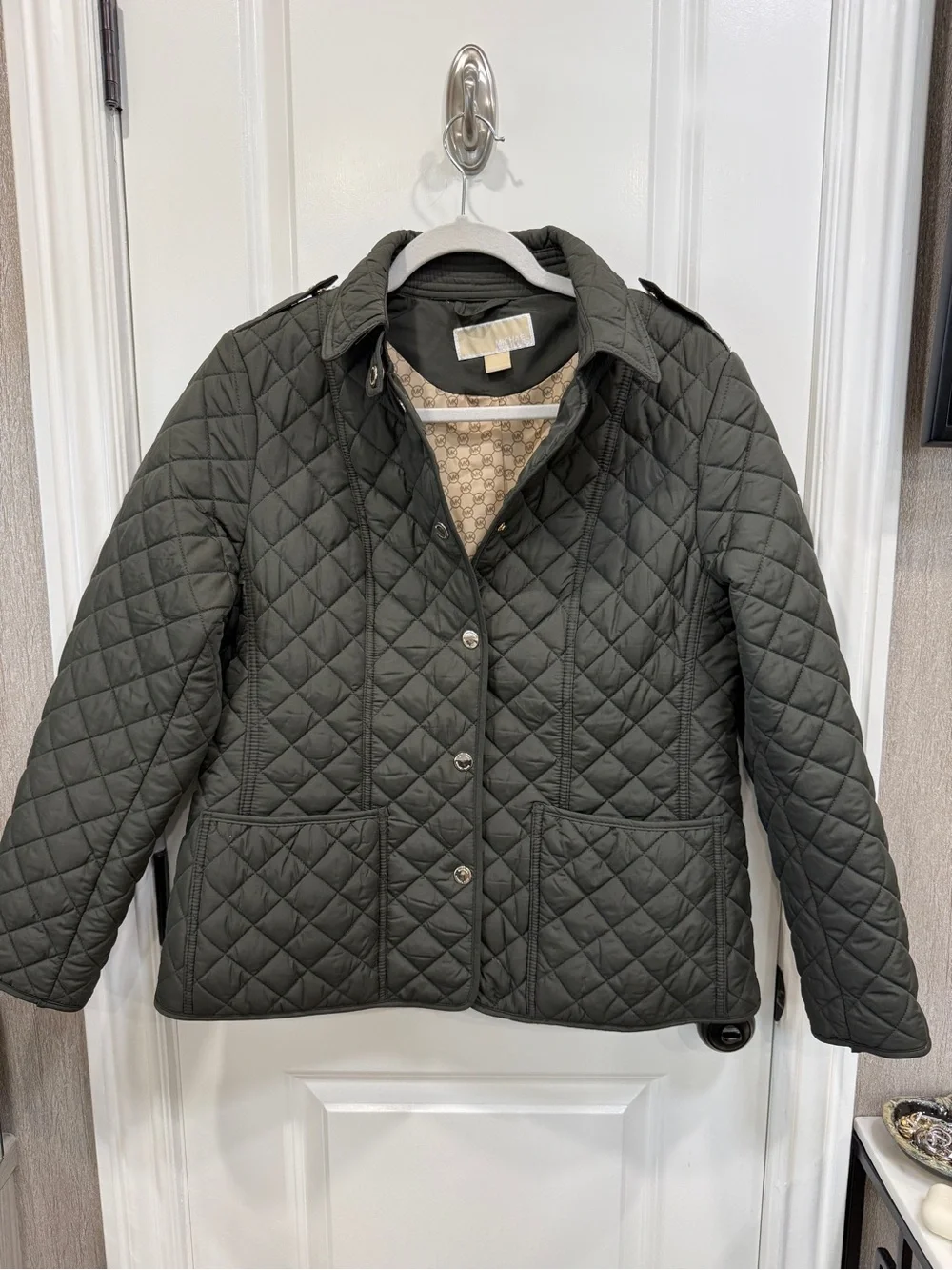 Women’s Michael Kors Quilted Olive Green Puffer Jacket